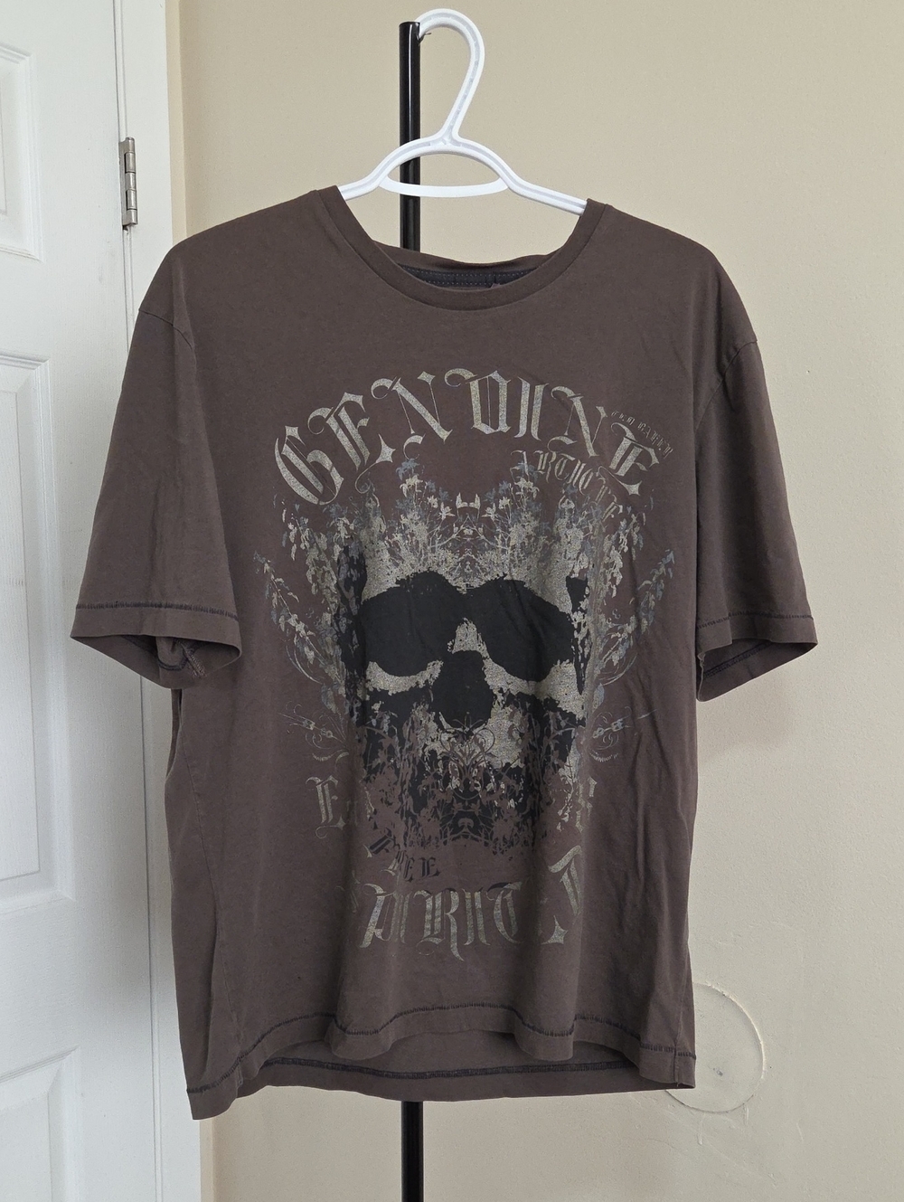Ted Baker 100% Cotton Brown Short Sleeve Skull Graphic Tee